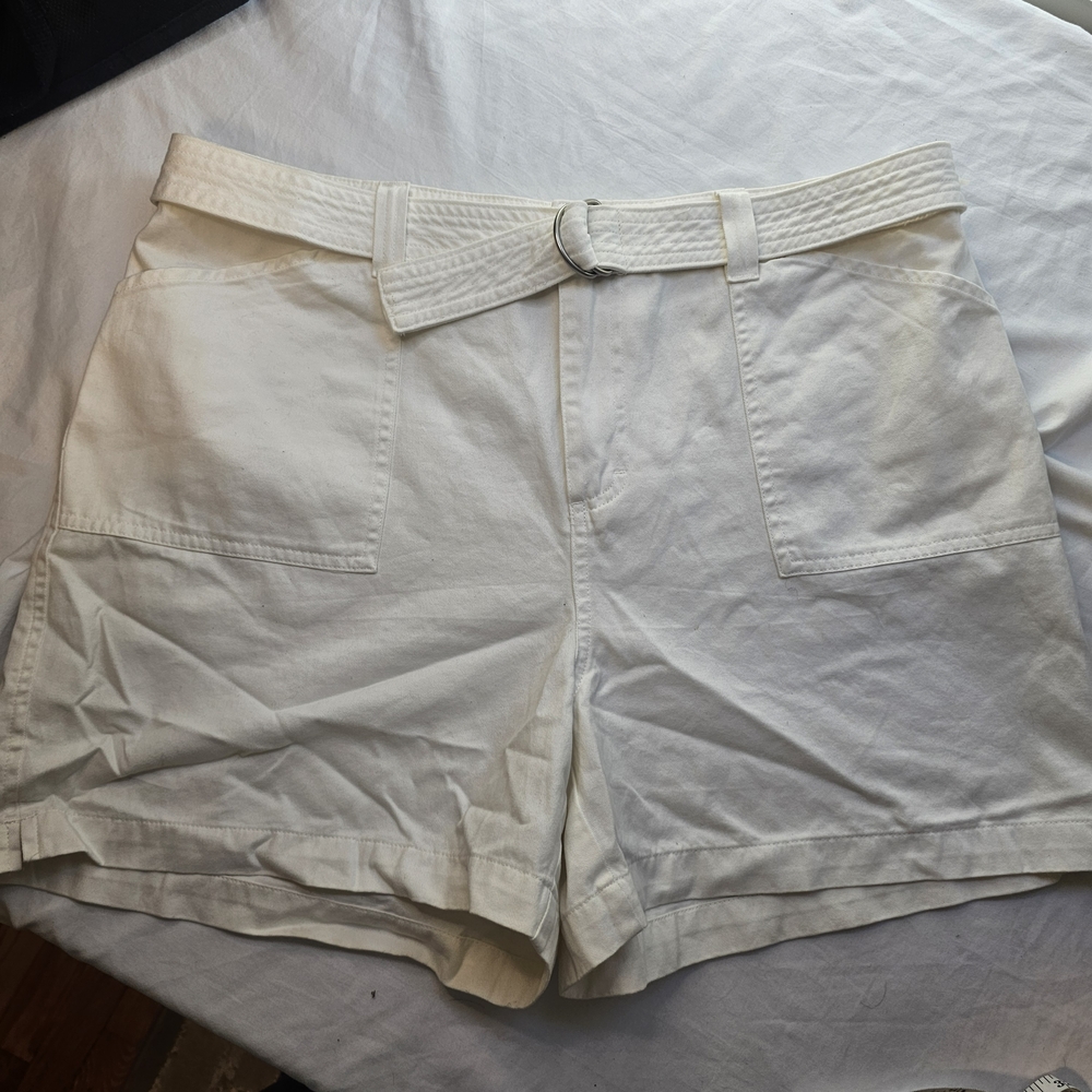Sonoma White High-Rise Belted Cotton Shorts Size 16